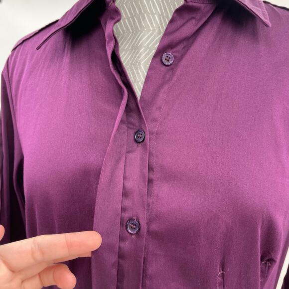Plum Purple Button Down Blouse Shirt Long Sleeve Fall Jewel Tone Apt 9 Size S - Picture 4 of 10